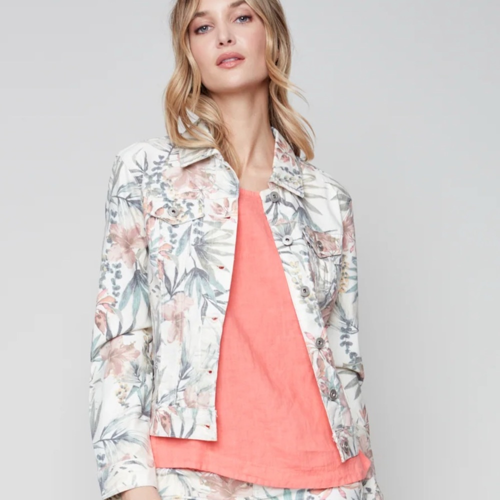 Charlie B Maui Floral Women's Jean Jacket .